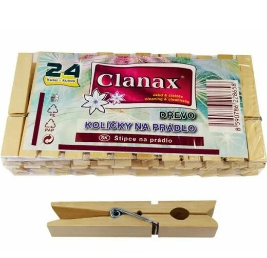 Clanax Kolíčky na prádlo dřevěné 24 kusů