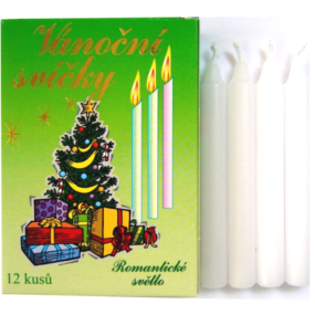 Romantické světlo Vánoční svíčky v krabičce Bílé 12 ks/bal