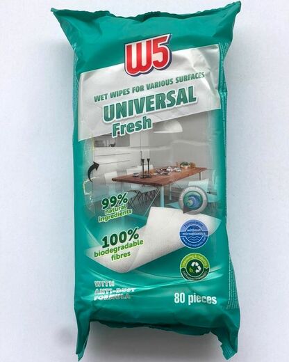 W5 víceúčelové vlhčené čistící ubrousky Universal Fresh 80 ks