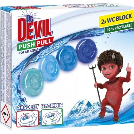 Dr. Devil WC Push Pull Gel Polar Aqua WC blok bez košíku 2×20g