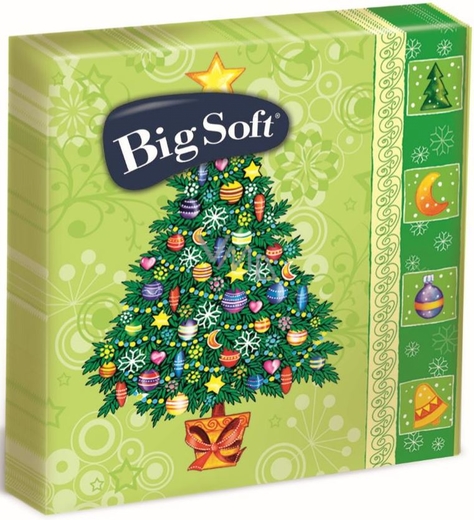 Big Soft Vánoční papírové ubrousky Světle zelené 2vr. 20ks