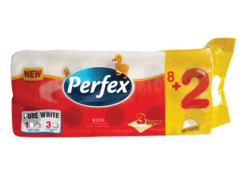 Perfex Plus toaletní papír 3-vrstvý 8+2 ks