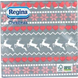 Regina Vánoční papírové ubrousky 1vrstvé 33x33 cm šedé 20 ks