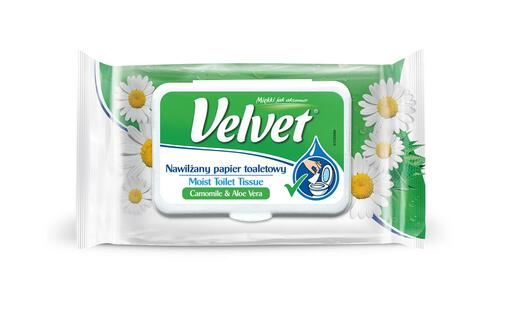 Velvet vlhčený toaletní papír Heřmánek & Aloe Vera, 42 ks