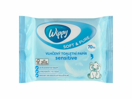 Wippy Sensitive vlhčený toaletní papír  70 ks