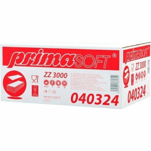 PrimaSOFT skládané papírové ručníky ZZ 2vrstvé, bílé, bal./150